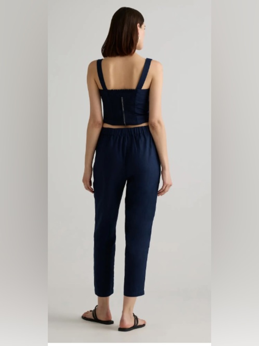 Quince 100% European Linen Tapered Ankle Pants in Deep Navy Blue size Small - Picture 5 of 6